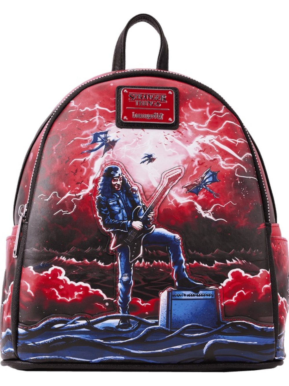 Loungefly Red Black Graphic Rocker Mini Backpack